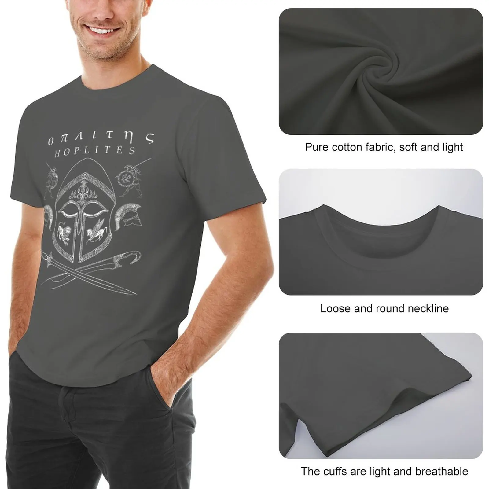 Hoplite Design T-Shirt summer tops vintage clothes blank t shirts mens graphic t-shirts pack