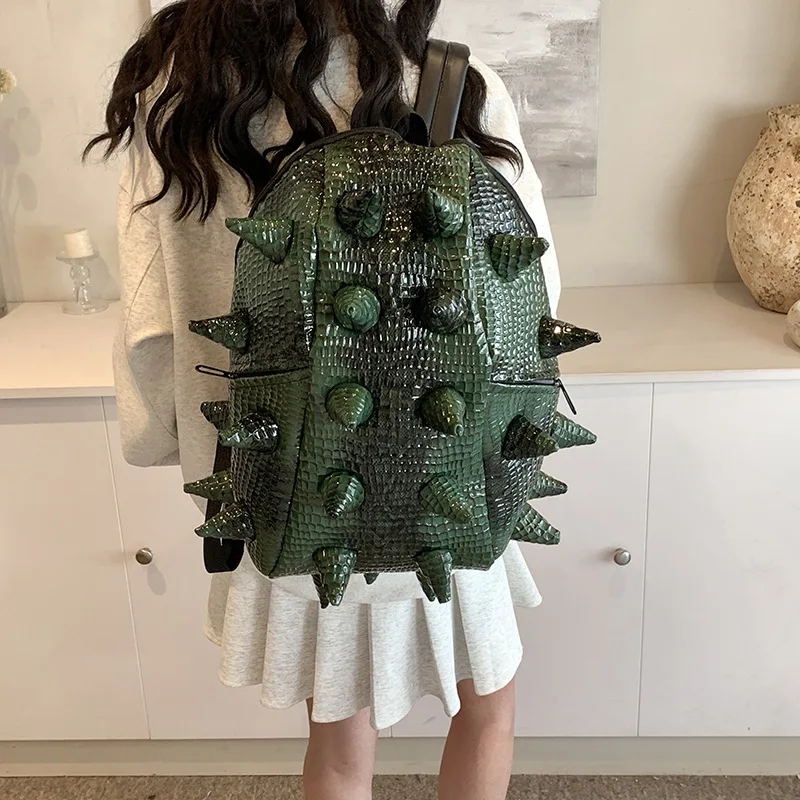 Popular Trendy and Cool PU Three-dimensional Hedgehog Backpack, Funny, Personalized and Creative Unisex Cycling Backpack