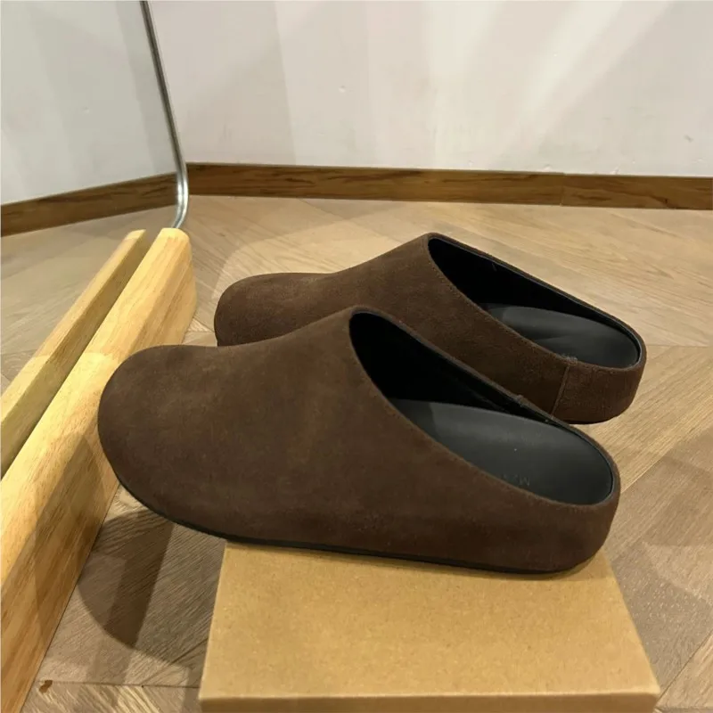 

Sheepskin version ~ retro style leather thick soled mueller shoes women lazy half slippers a slip-on bag head sandals