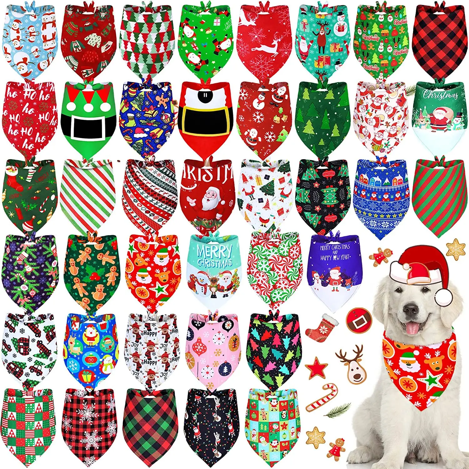 30 Pack Christmas Dog Bandana Fall Thanksgiving Pets Scarf Triangle Bibs Halloween Pet Bandanas For Small Medium Large Dogs