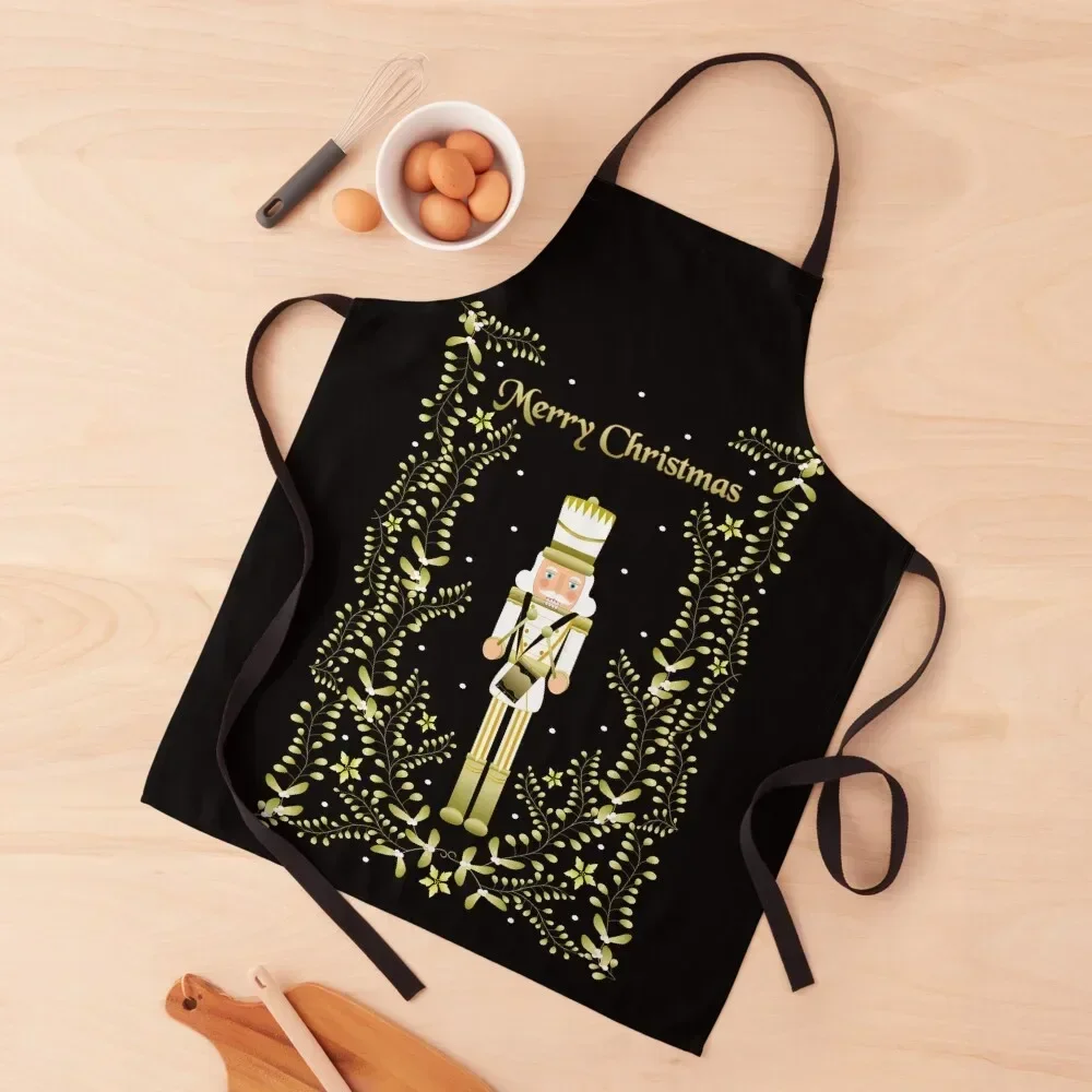 

Merry Christmas White and Gold Nutcracker vintage greeting card style design Apron Sexy christmas 2025 Apron