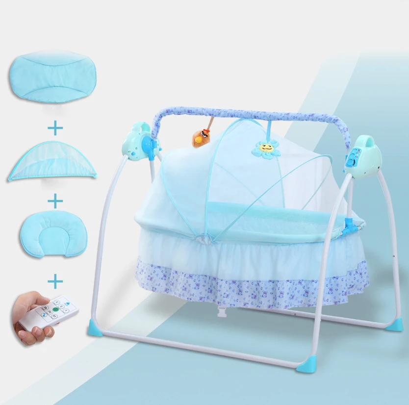 Multifunction Foldable Portable Newborn Electric Mental Cradle New Baby Bassinet Bed with Music Multi-Range Adjustment