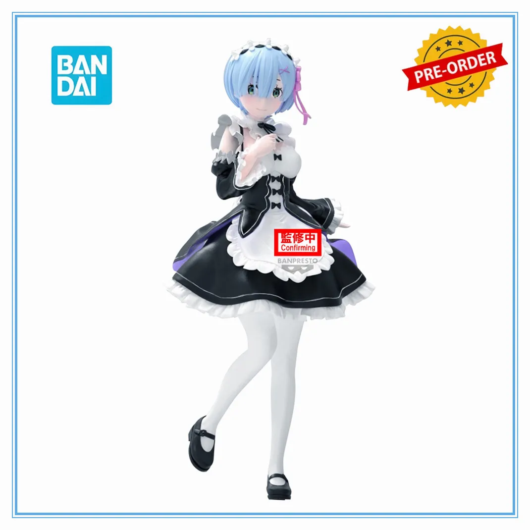 Original BANDAI Re:ZERO -Starting Life in Another World- GLITTER&GLAMOURS-REM-maid ver. Anime Action Figure Figurine Modl Toys