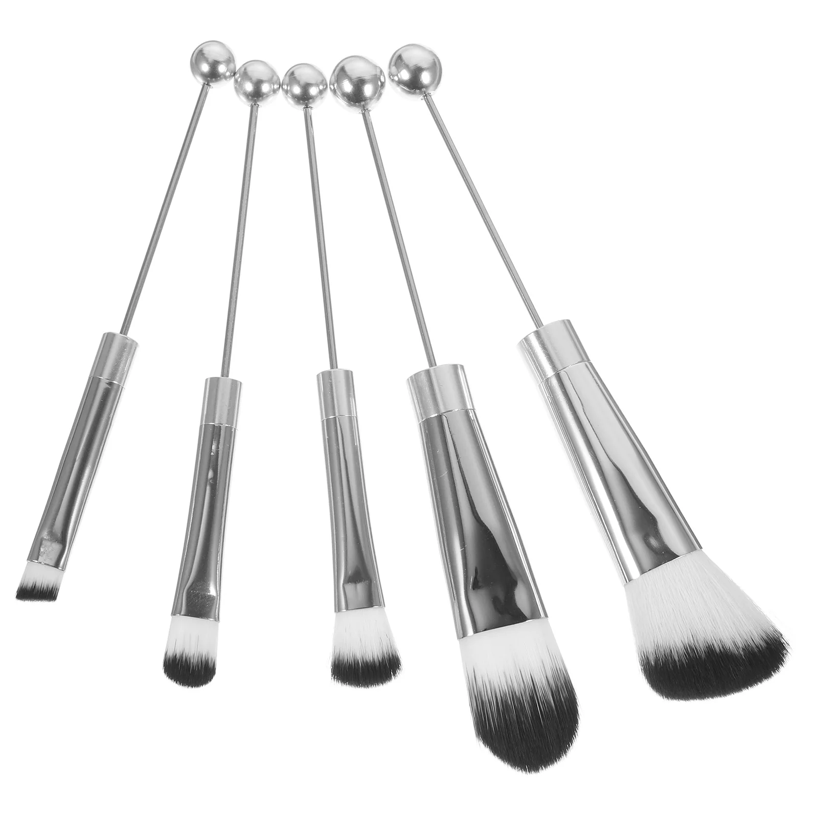 Set di pennelli per trucco da 5 pezzi Setole morbide Robusto manico in metallo Ideale per il viso Ombretto Blush Correttore in polvere Pennello per trucco