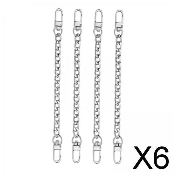 

6x4Pieces Metal Flat Chain & Purse Strap Extender / Chain Strap Accessory Silver