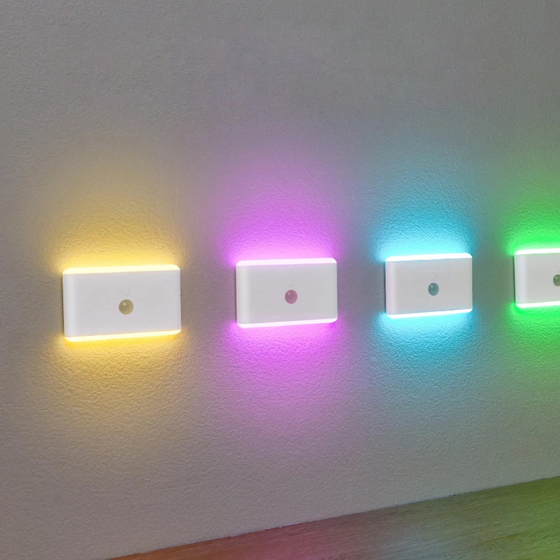 Dormin RGB Sensore di movimento Luce 5 colori Ricarica magnetica senza cablaggio Ultra sottile 4M 120 °   Luce per armadio a soffitto con rilevamento automatico di accensione/spegnimento