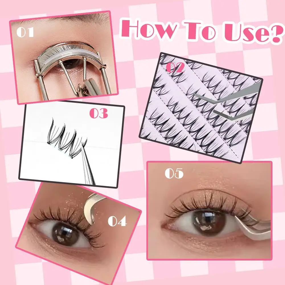 DIY 패션 속눈썹 연장 접착제가 없는 한국 스타일 속눈썹 자체 접착 그룹 속눈썹 세그먼트 가짜 속눈썹 소녀 내추럴 S5M0