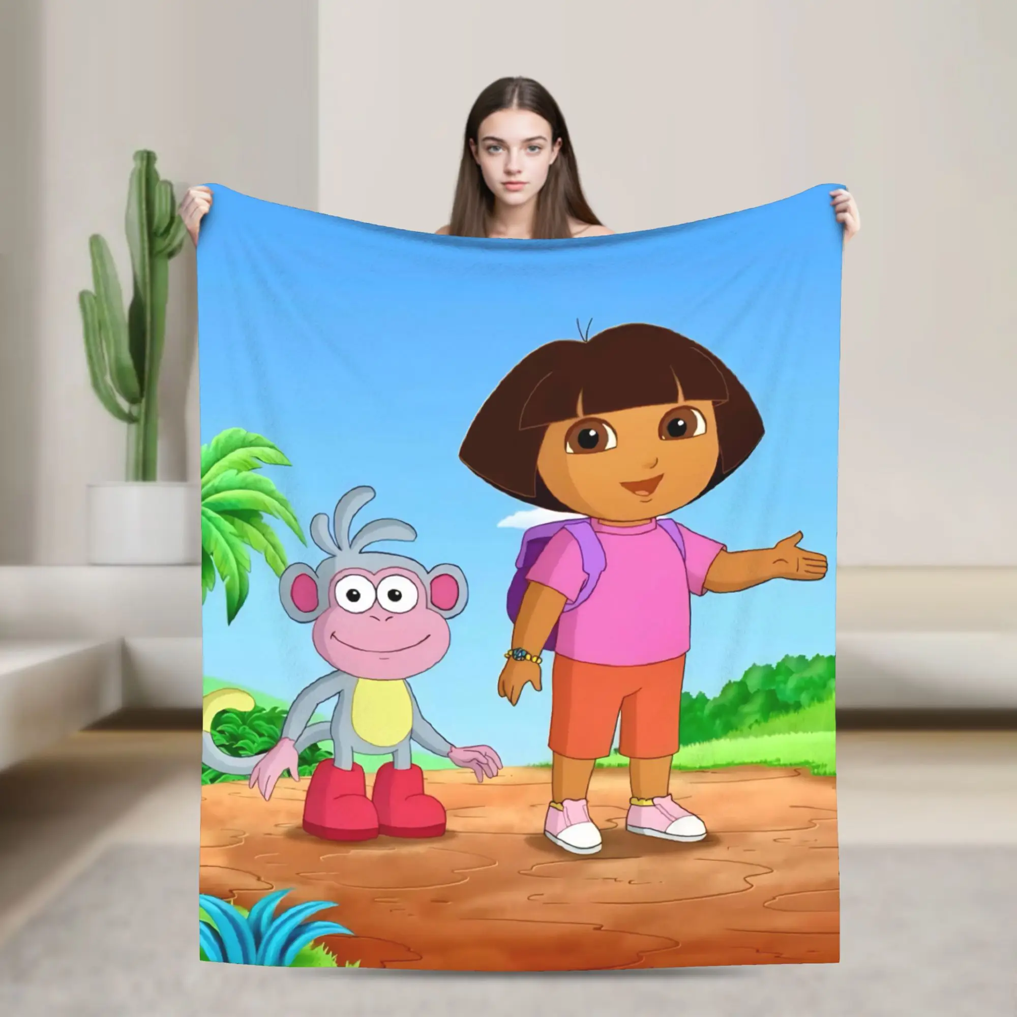 D-Doras The Explorers Throw Blanket for Couch  Soft Fuzzy Plush Blanket 50x60 Inches Multi-size Bedspreads for All Seasons