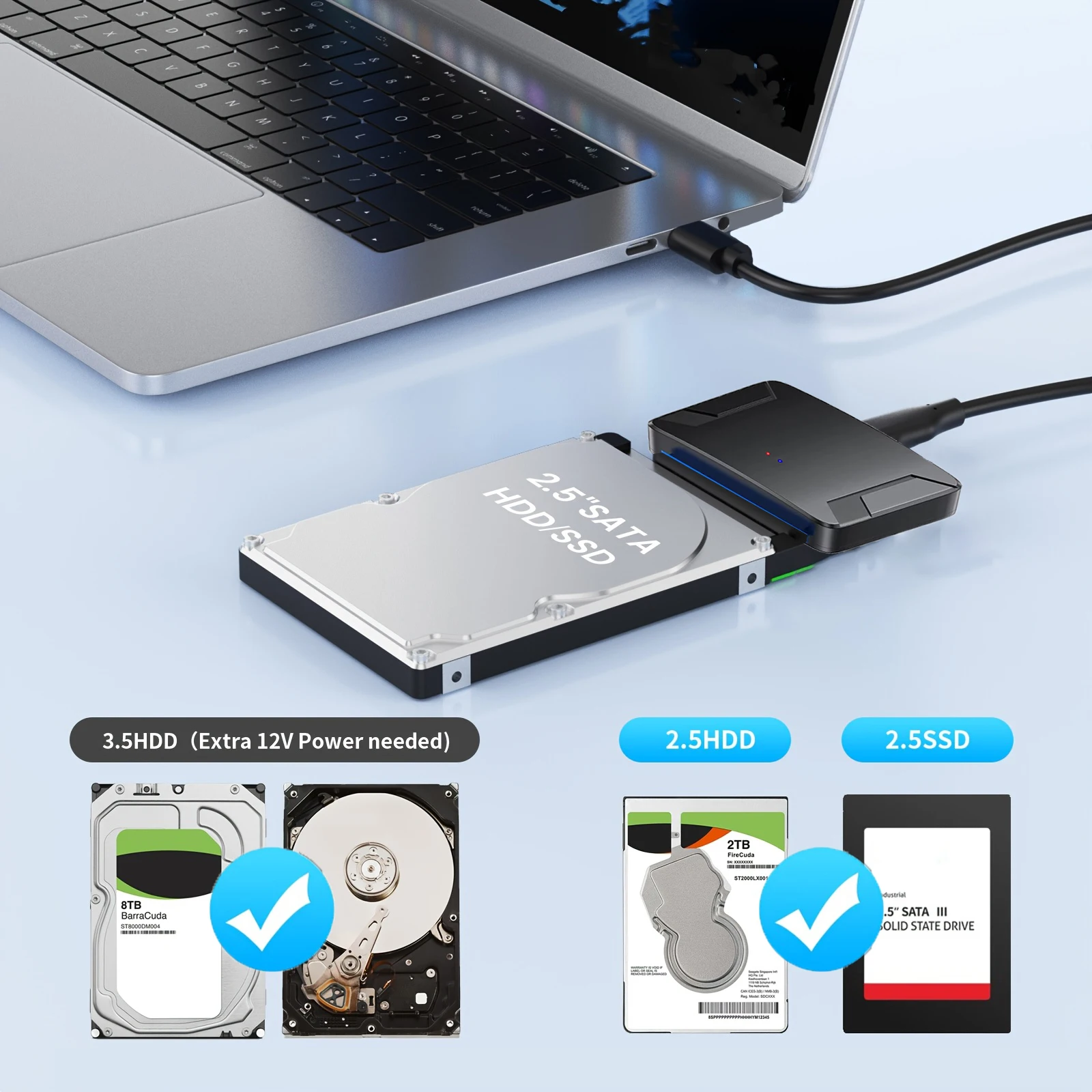 SATA to USB 3.0 Cable USB to SATA III Hard Driver Adapter 2.5 3.5 Inch External HDD SSD USB A to Sata Cord Connector Converter