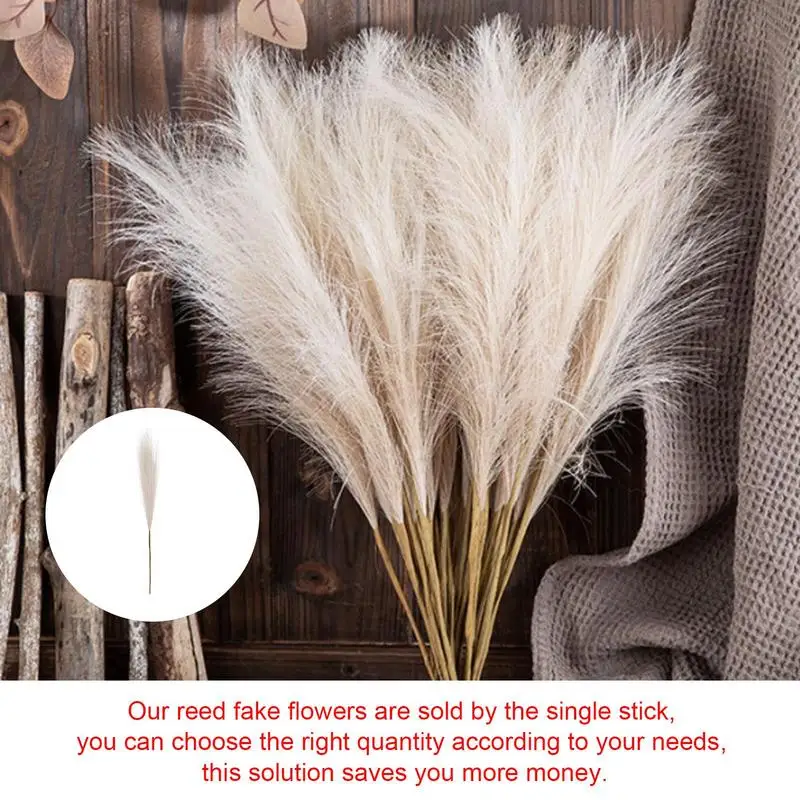 Faux Pampas Grass Fake Flower Boho Decor Tall Reed Grass For Vase Filler Artificial Farmhouse Home Wedding Decoration Accessory