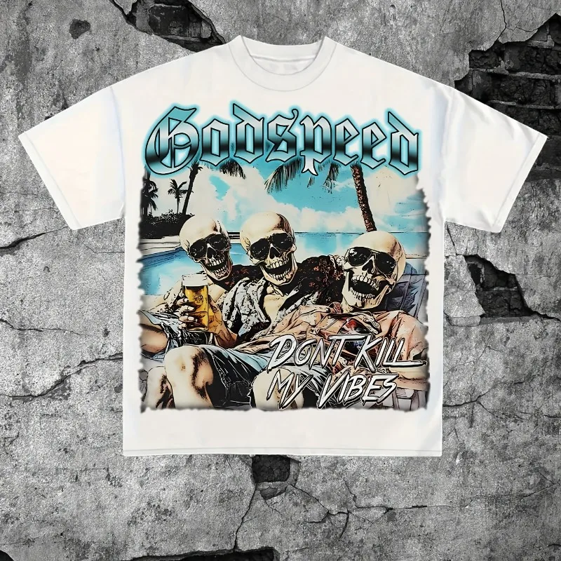 تي شيرت Bon Voyage Atmosphere Text 180 جرام نمط الطباعة موضة الاتجاه مريح للتنفس للرجال والنساء #2