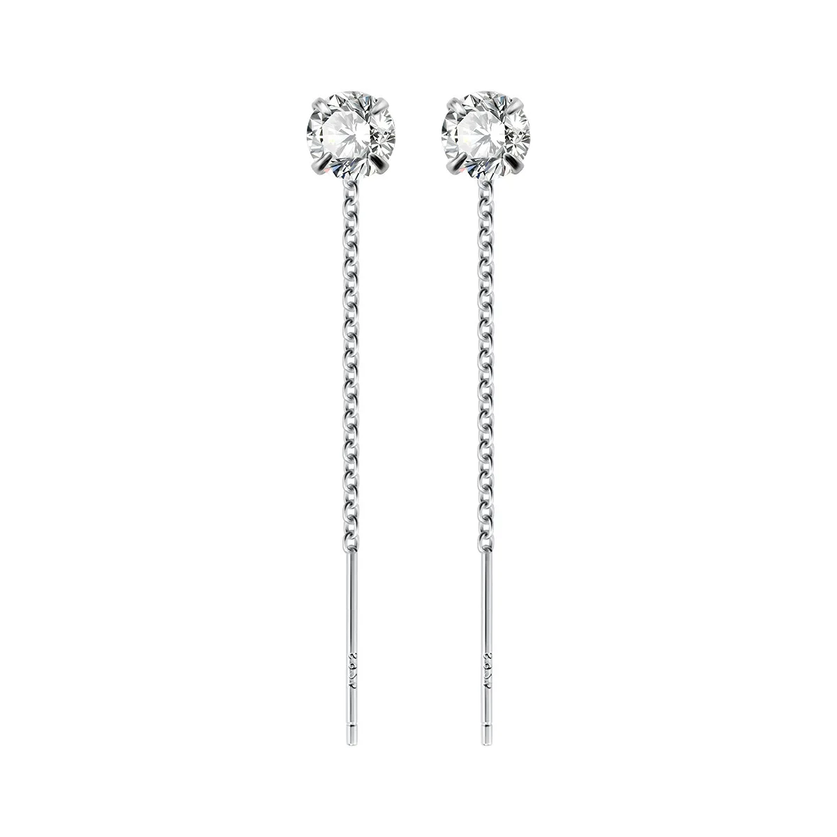 Earrings Silver 925 Zircon Tassel Ear Line Simple Elegant Versatile Women's Stud Earrings Jewelry Pendientes Mujer