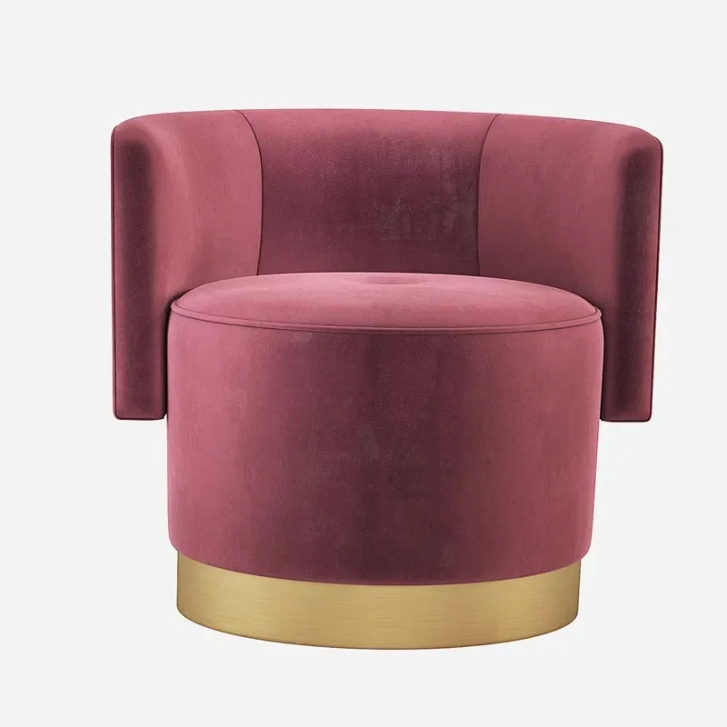 

For Modern Luxury Metal Frame Velvet Single Sofa Armchair Fabric Lounge Swivel Chair Living Room Hotel Elegant Furniture Hall