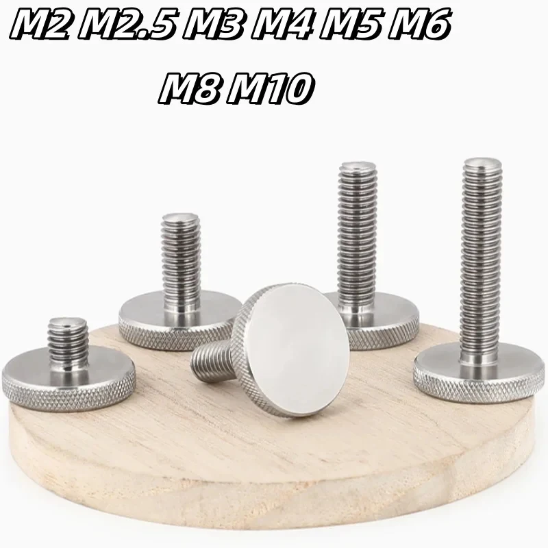 

M2-M10 304 Stainless Steel GB835 Knurled Flat Head Thumb Screws / Hand Tighten Round Head Bolts A2-70