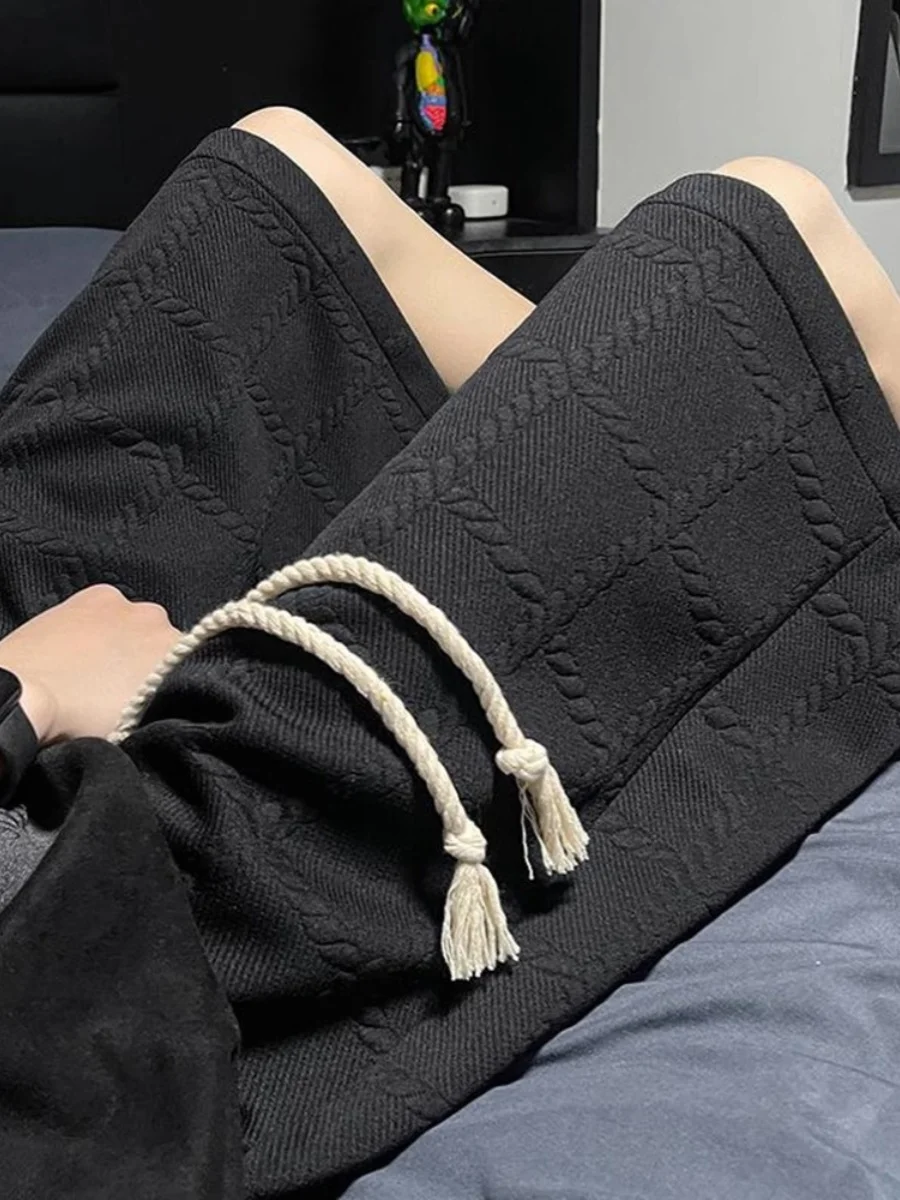 

Мужские свободные брюки-капри из полиэстера с высокой талией, прямого кроя, больших размеров, повседневные, летние, модные...