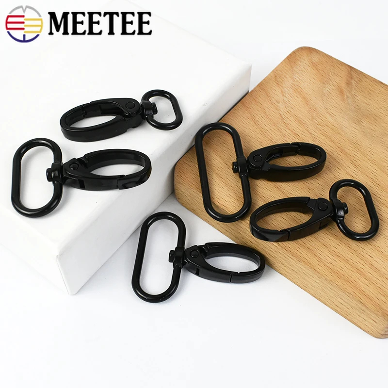 5Pcs Meetee 16-38mm Black Metal Swivel Lobster Clasps Buckle Trigger Clip Keyring Bag Belts Backpack Strap Hook Accessories