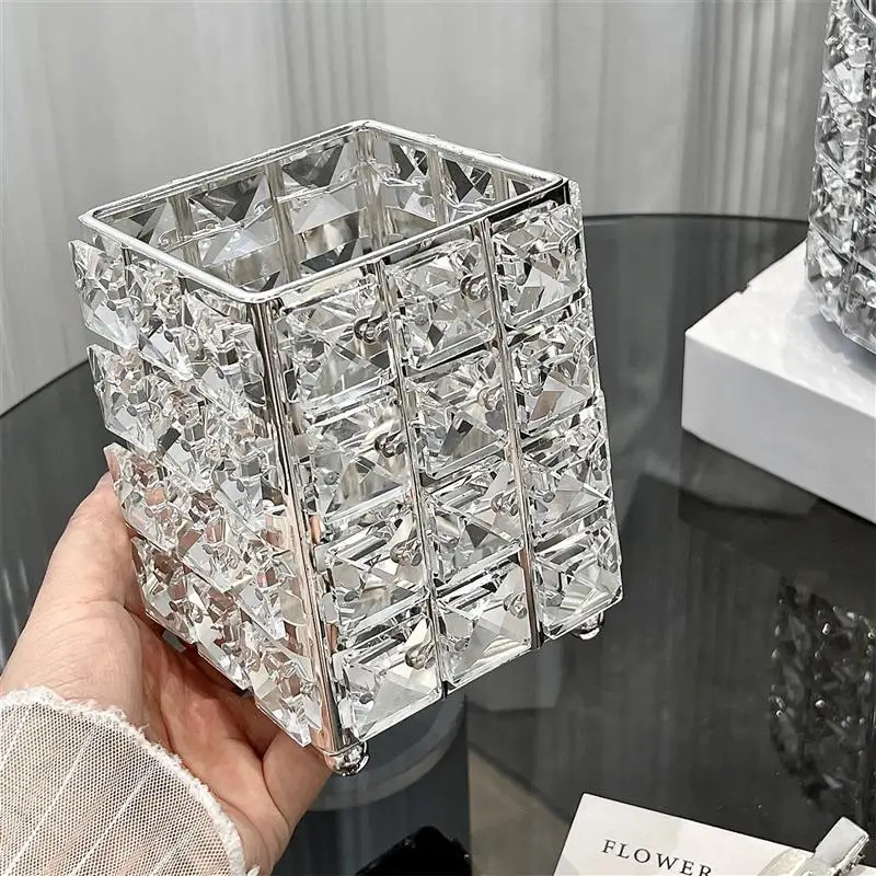 ヨーロッパスタイルのクリスタル化粧ブラシ収納チューブ化粧台デスク女性寮化粧ブラシ眉毛ペンシルオーガナイザー