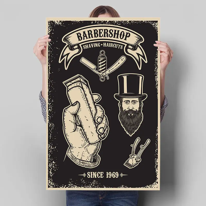 Vintage Barber Shop Posters Barbershop Haircut And Shave Beard Canvas Painting Wall Art For Home Decor Mural Prints Unframed