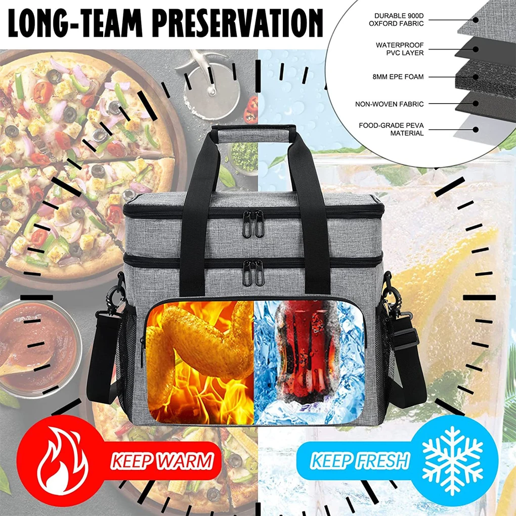 Insulated Lunch Bag Fruits Storage Handbag Portable School Travel Food Organizer Tote with Zipper for Men Women