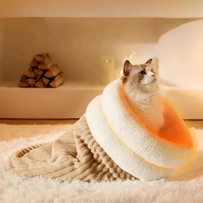 

Down Cat Nest Winter Cat Sleeping Bag Comfortable Cat Sleeping Bag Semi-Enclosed Pet Sleeping Cuddle dog Pad Sack Washable