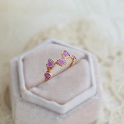 Original Lilac Romantic Purple Enamel Fresh Flowers Rings for Women Exquisite and Light luxury engagement party jewelry