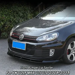 전면 범퍼 립 스포일러 스플리터 디퓨저 가드 커버 바디 키트, 폭스바겐 골프 6 골프 Mk 6 GTI 2010-2013 광택 블랙
