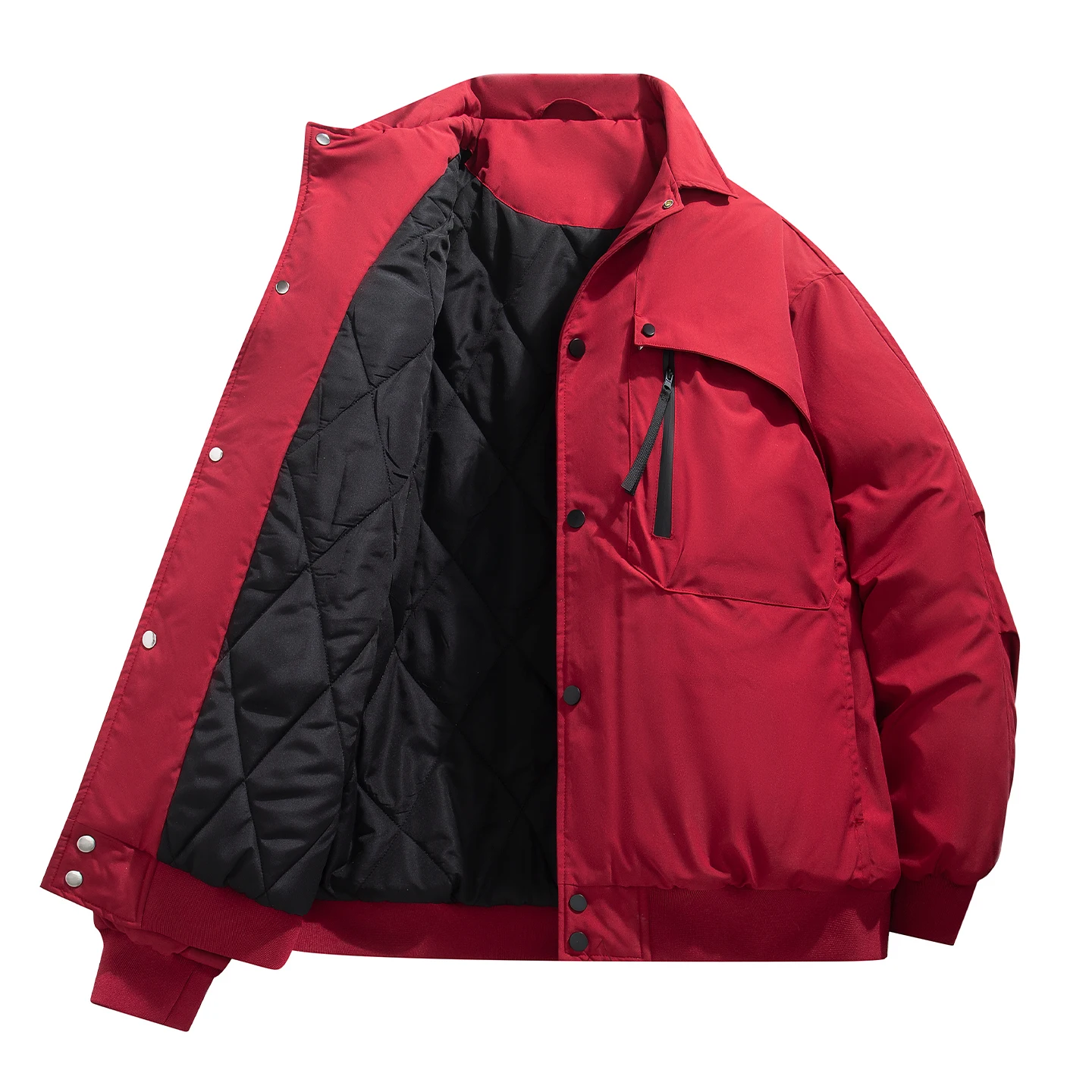 

Новая мужская зимняя куртка-бомбер 2025 года из хлопка и полиэстера на молнии, ветрозащитная, с воротником-стойкой, утепленная, повседневная