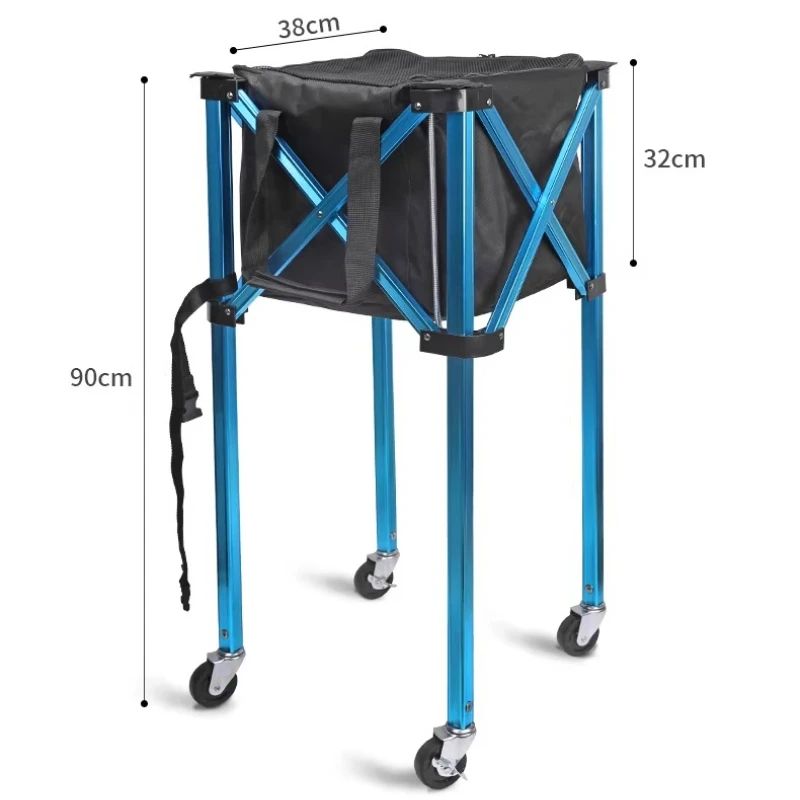 Foldable Tennis Coach Car Large Capacity Tennis Trolley Aluminum Alloy Balls Collection Boxes Professional Sports Accessories