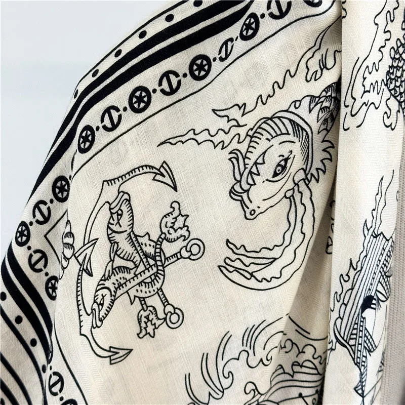 Luxury Wool Scarves Wraps Womens Large Square Wool Blanket Scarf Shawl Echarpe for Autumn Winter 132x132CM