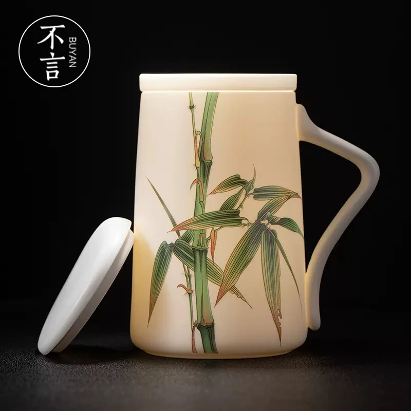 Men's high-end business gifts, birthday gifts, mutton fat jade porcelain teacups, leading elders, customers customized logo