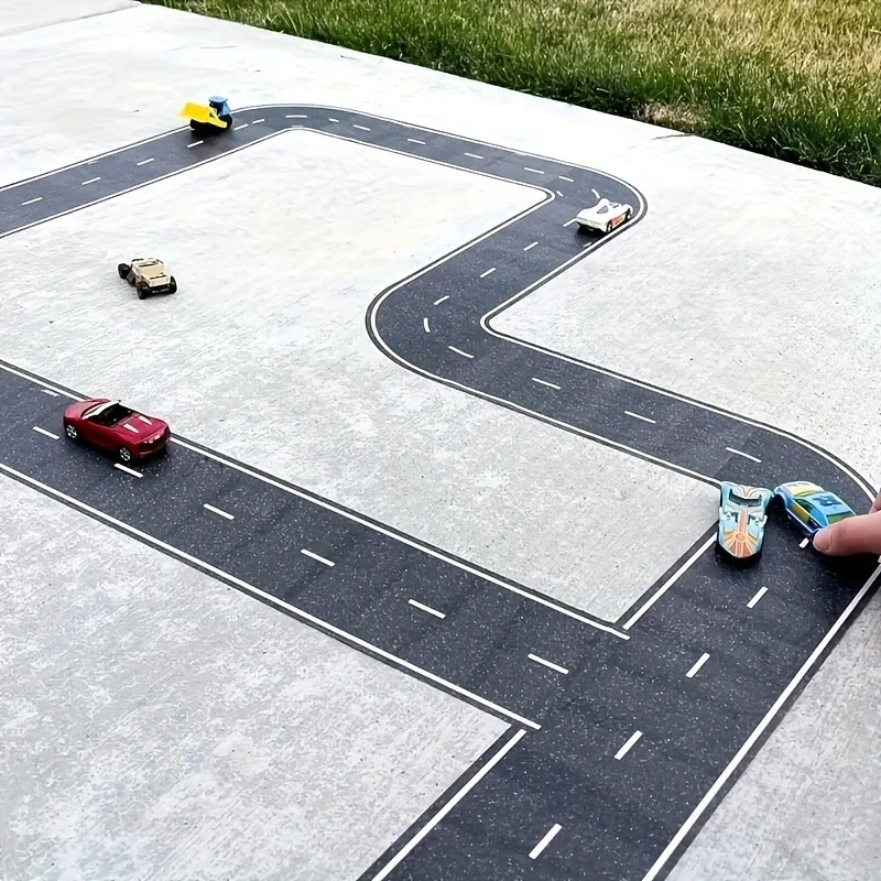 Cartoon style reusable road stickers, black polyurethane road tape, suitable for party racing decoration BD(Origin)