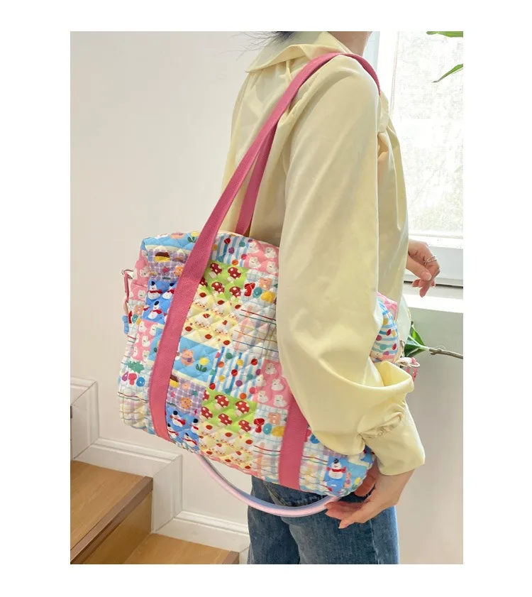 2024 New Trend Cotton Handbag Colored Lightweight Shoulder Bag Large Capacity Cute Bags for Women