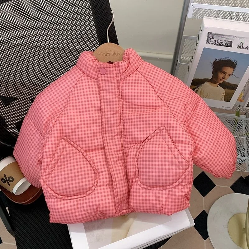 

Зимняя одежда для девочек, хлопковая куртка 2024, Стильная Детская короткая куртка, теплая и стильная Плюшевая и Плотная хлопковая куртка