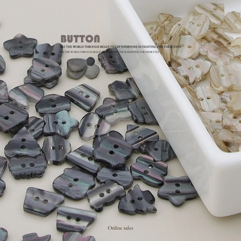 10pcs Irregular Resin Button Imitation Shell Black Cardigan Shirt Buttons for Children Clothing Sleeve Collar Crafts Accessories