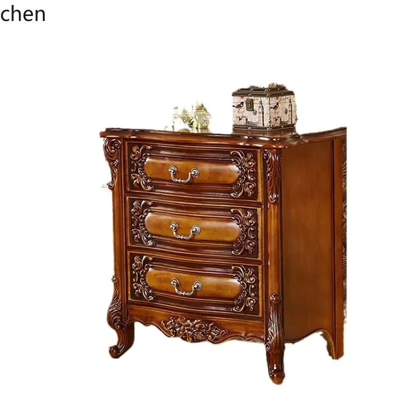 Five-Drawer Cabinet Retro Carved Three-Four Solid Wood Five-Drawer Cabinet Storage Rustic Antique Storage Chest Vintage