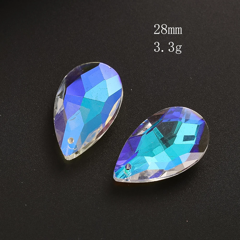 28mm AB Rainbow Color Angel Teardrop Crystal Prism Glass Crystal Beads Jewelry Findings Ornaments Sun Catchers for Garden Yard