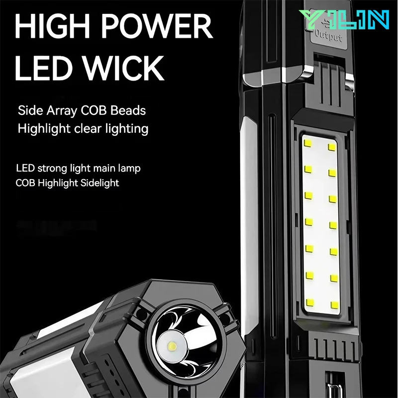 هايت السطوع قابلة للشحن في الهواء الطلق التخييم خيمة خفيفة مصباح المحمولة مصباح يدوي قابل للطي بنك الطاقة في حالات الطوارئ العمل الكاشف