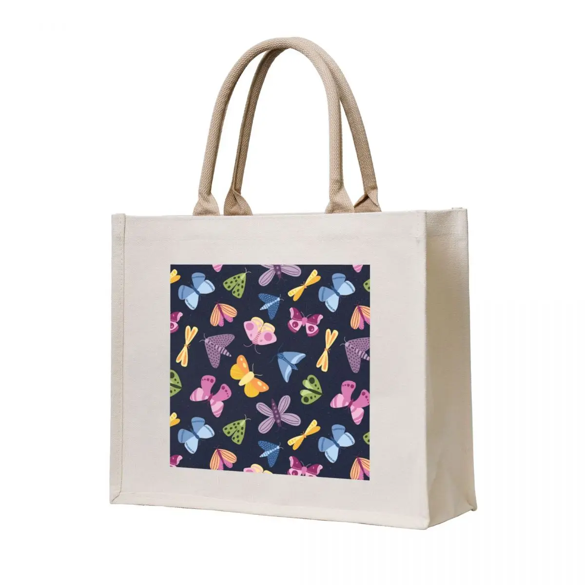 

Moths and Butterflies on a Dark Speckled Background - indigo blue - SHW1006 K Tote Bag Canvas stote bag