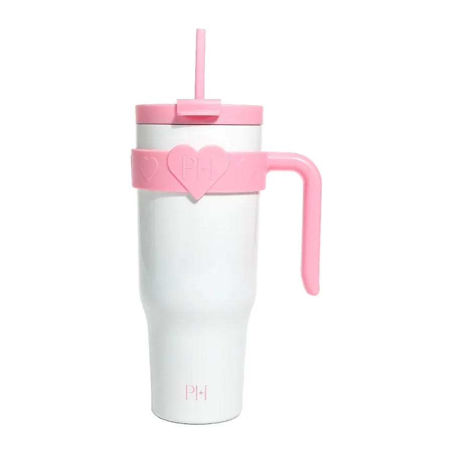 40 oz Double-Wall Insulated Tumbler includes 2-in-1 Lid and removable Handle White