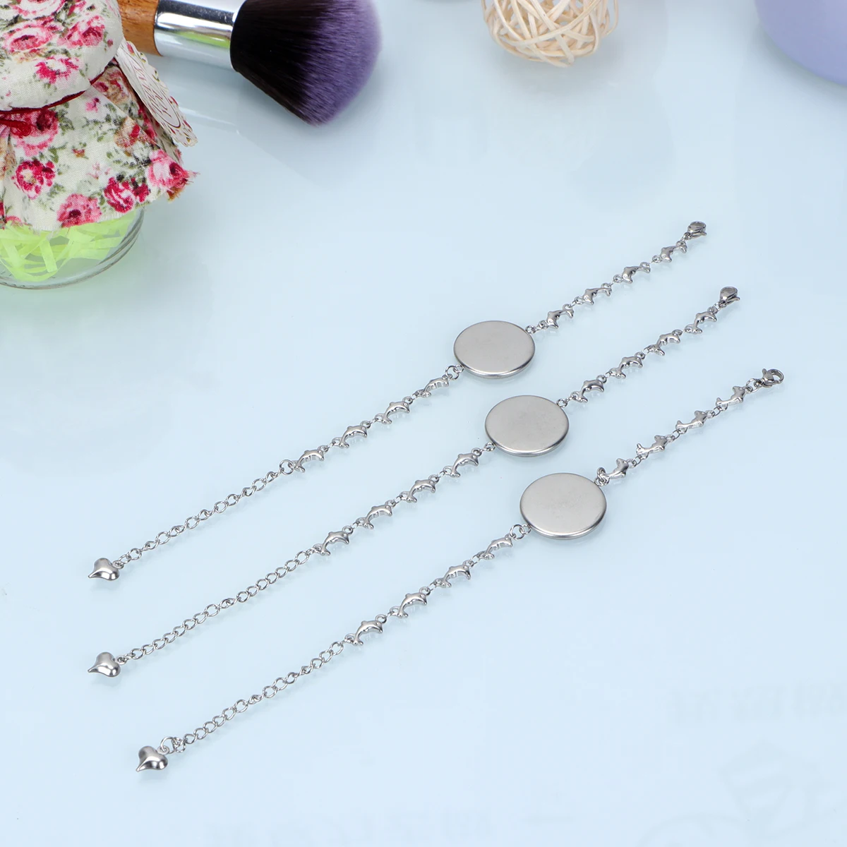 

10 pcs 20Mm Stainless Steel Diy Bracelet Kit Dolphin Shape Jewelry Wristband Pendant Supplies For Women Girls (Party Birthday