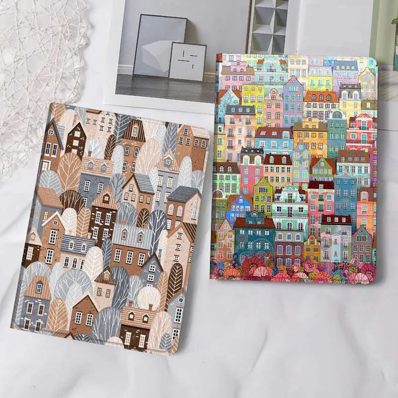 

Cartoon House Tree Pattern Tablet Case For Samsung Tab Galaxy S6 S11 A A7 A8 A9 A11 10.1 10.4 10.5 Plus Lite Gift