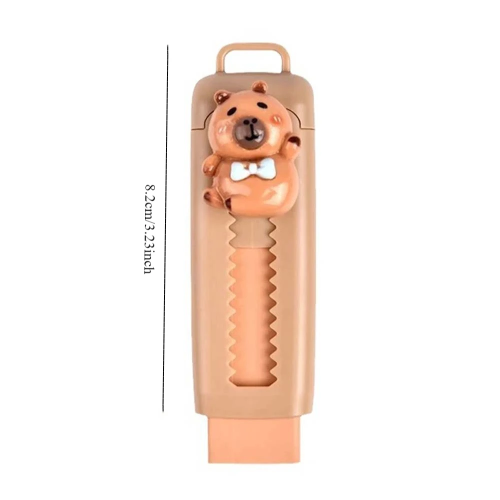 Funny Traceless Capybara Eraser Portable Wiping Push Pull Eraser Aesthetic Retractable Pencil Rubber Kids/Children