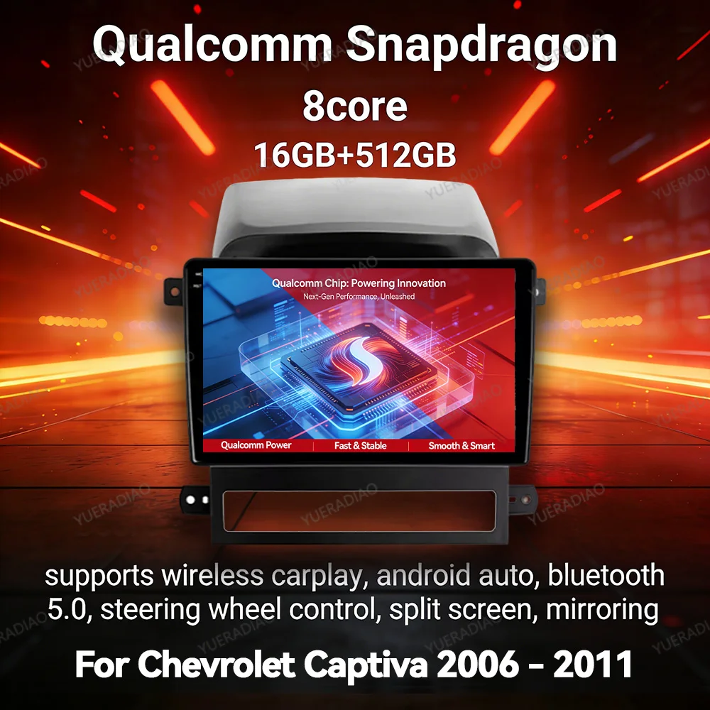 Android 17 Car Radio For Chevrolet Captiva I 1 2006 - 2011 Multimedia Stereo Video Player 4G LTE 5G WIFI BT Qualcomm 2DIN QLED