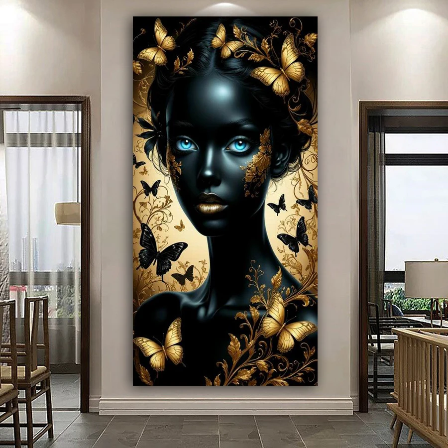 Women Bags Pictures - Diy Diamond Embroidery African Woman Butterfly