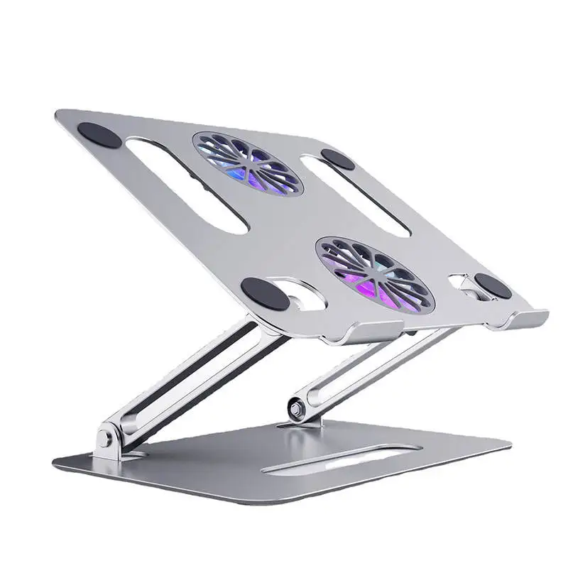 

Ergonomic adjustable portable aluminum alloy laptop stand with cooling fan pad foldable laptop holder for macbook