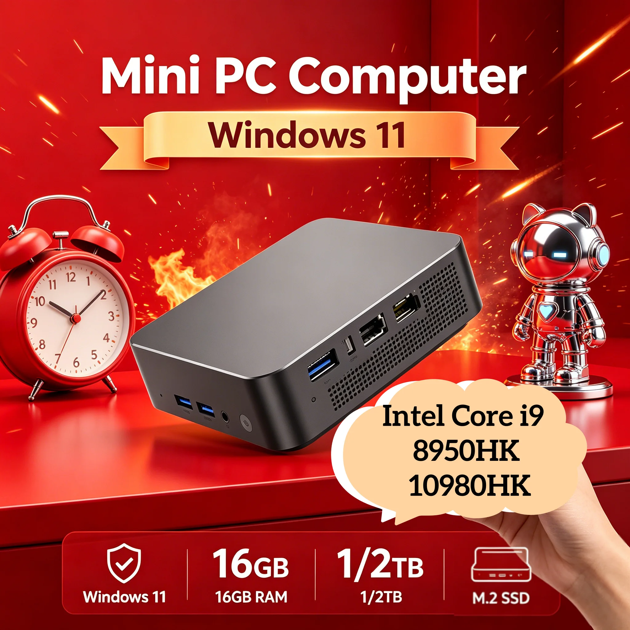 High PerformanceIntel Core I9 8950HK 10980HK Mini PC Strong Computing Power Smooth Gaming And Office Running