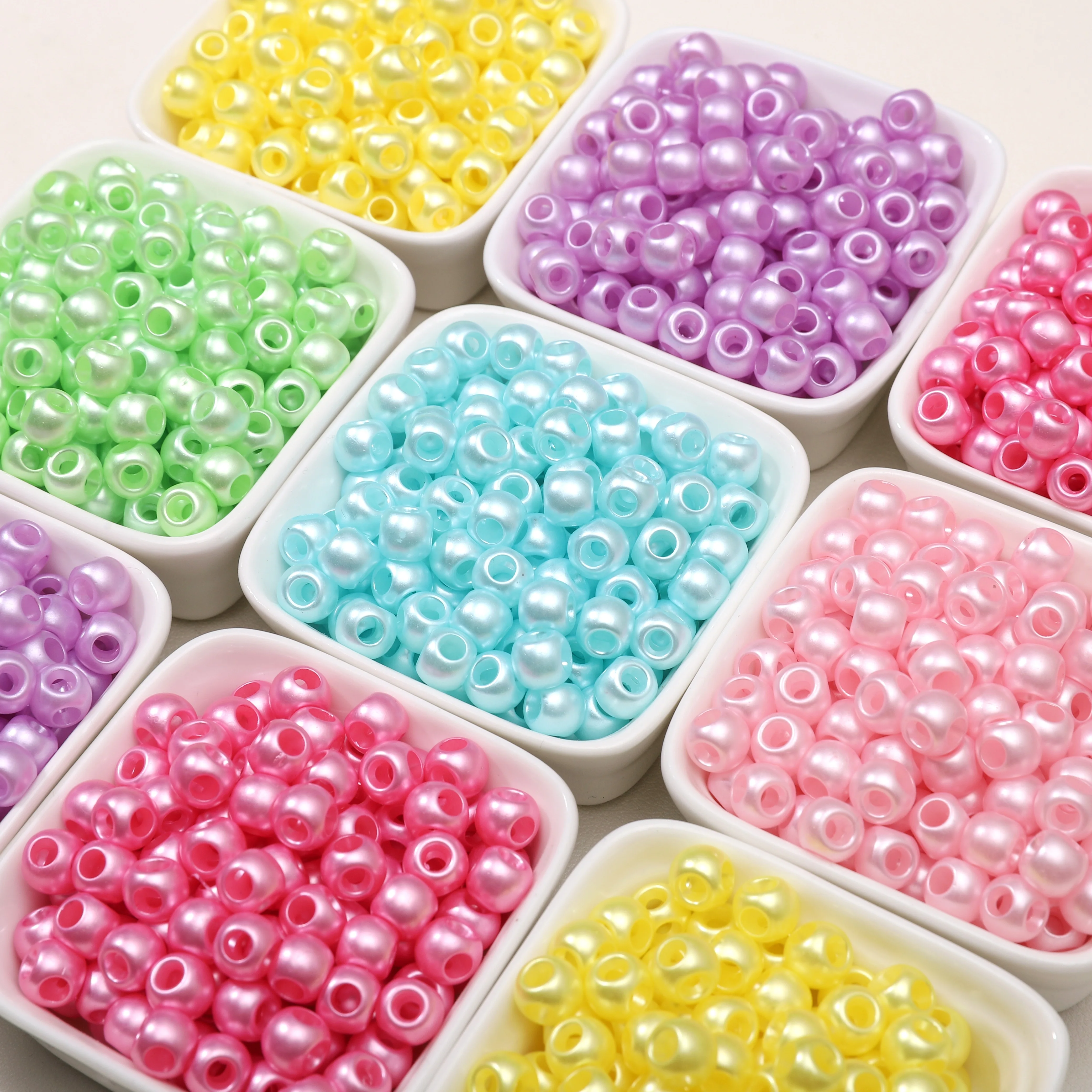 30Pcs 8x6mm Colorful 4-Hole Beads Acrylic Loose Spacer Beads for DIY Bracelet Necklace Phone Chain Jewelry Making Materials