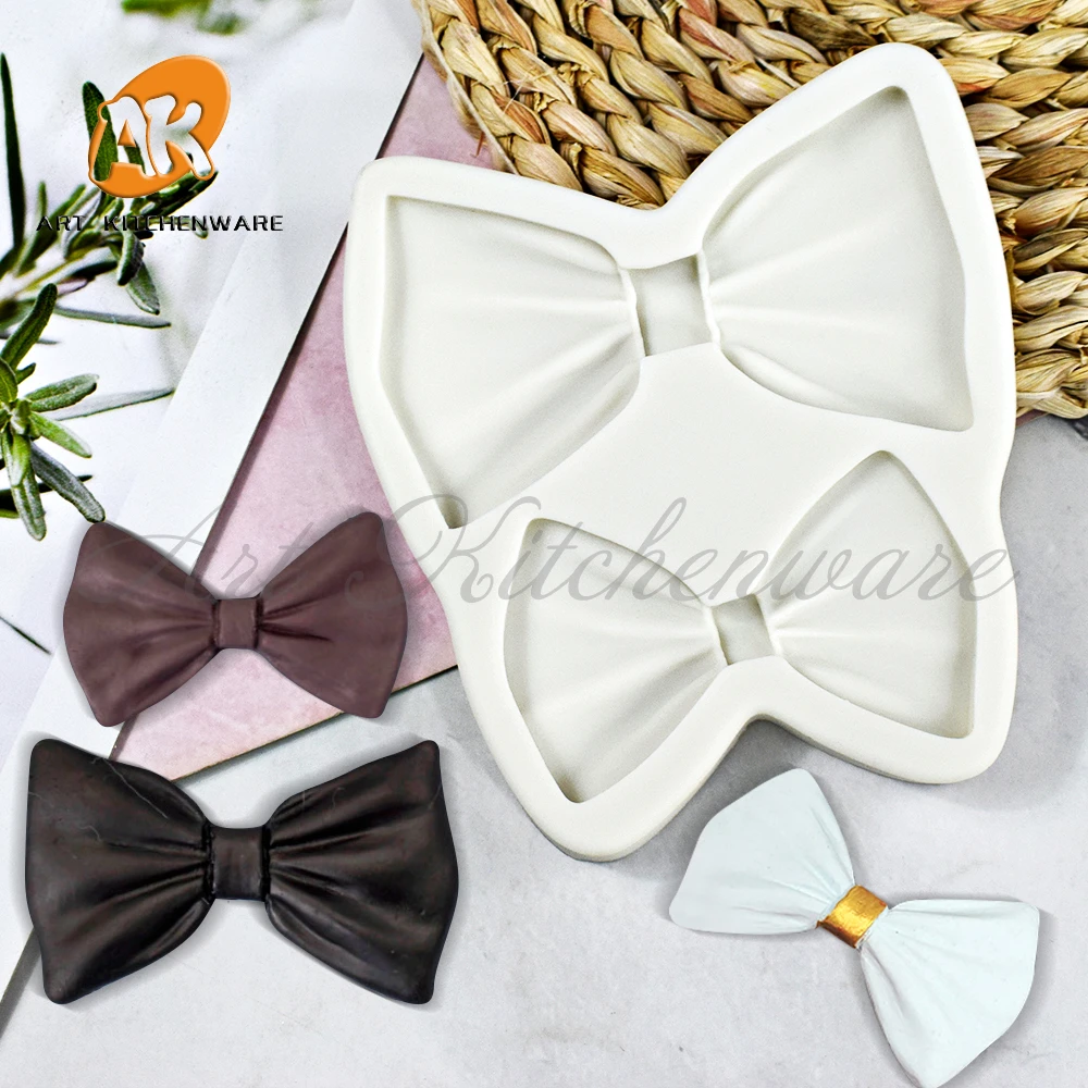 Two Types Bow Tie Silicone Mold Fondant Chocolate Cake Mould Pastry Soap Moulds Cake Decorating Tools Kitchen Baking Accessories