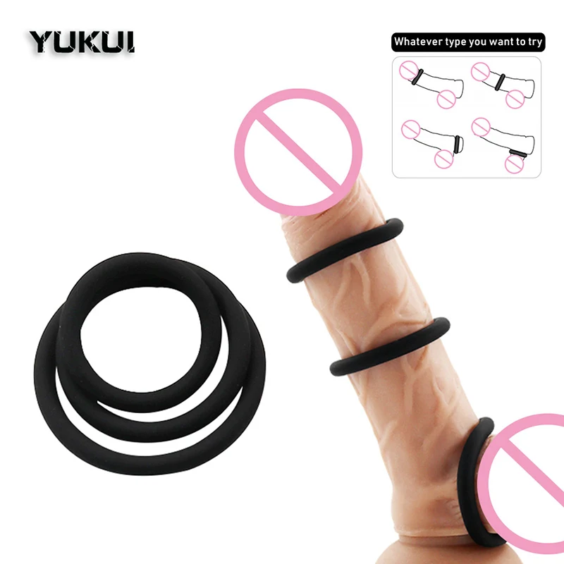 3 Pcs Cock Ring Sex Toys For Men Delay Ejaculation Lasting Durable Silicone Penis Rings Enlarge Enhance Erection Adult Supplies