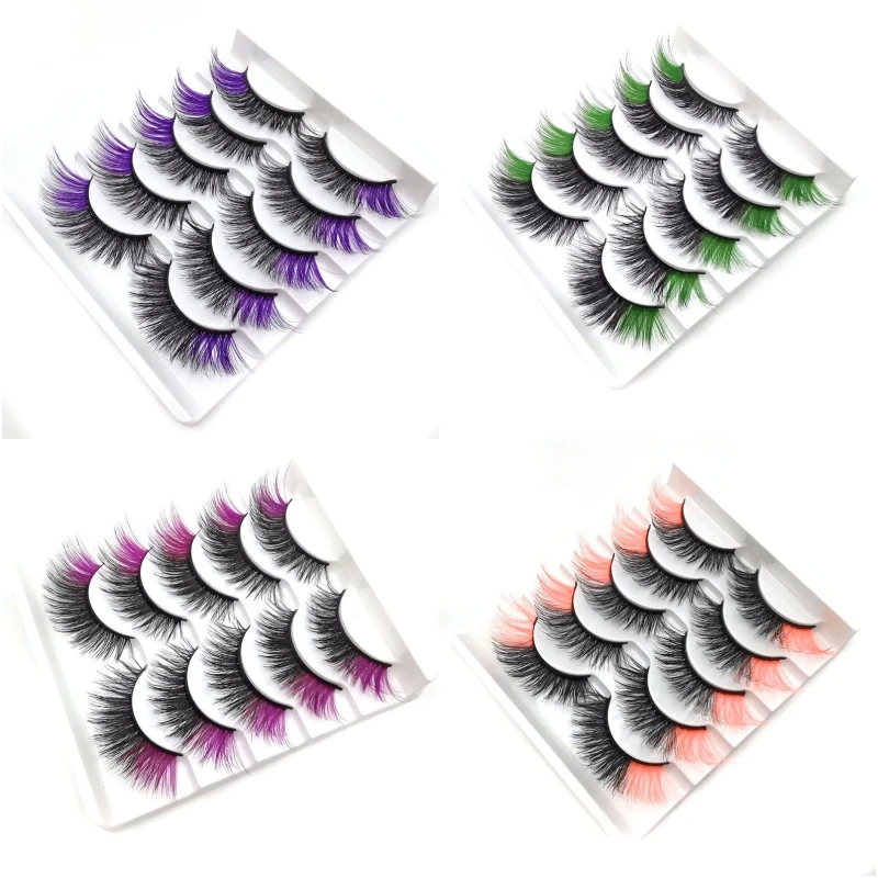 Colorful fluorescent Light Flexible Self Adhesive Stage Eyelashes with Cosplay makeup party lashes